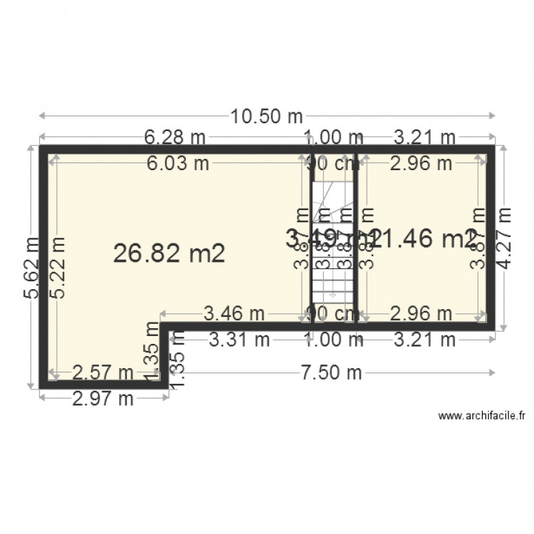 COTATION PLAN RDC AVEC ESCALIER . Plan de 0 pièce et 0 m2