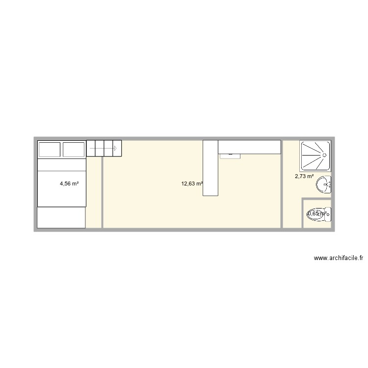 camionLéo. Plan de 4 pièces et 21 m2