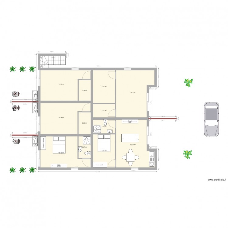 VILLA FLAMBOYANT rez de chaussée. Plan de 0 pièce et 0 m2