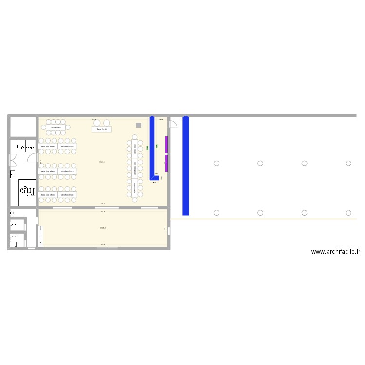 SALLE MARIAGE. Plan de 2 pièces et 211 m2