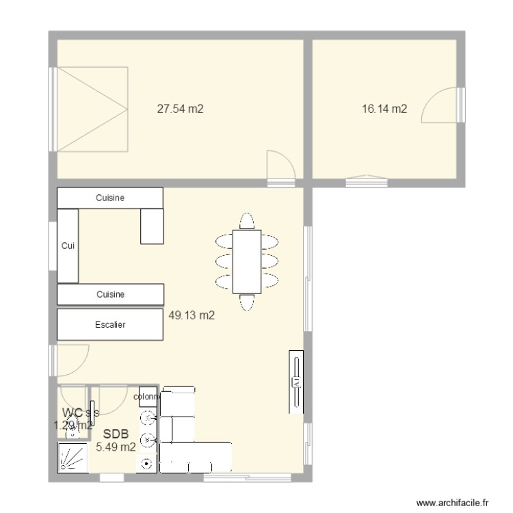 Maison - Plan 5 pièces 100 m2 dessiné par jdb05