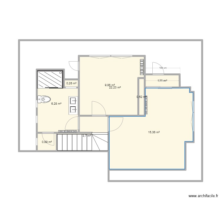Etage4. Plan de 9 pièces et 60 m2