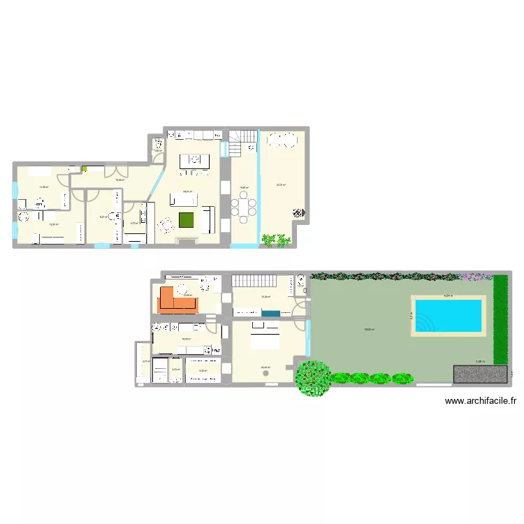 293 paradisss. Plan de 18 pièces et 294 m²