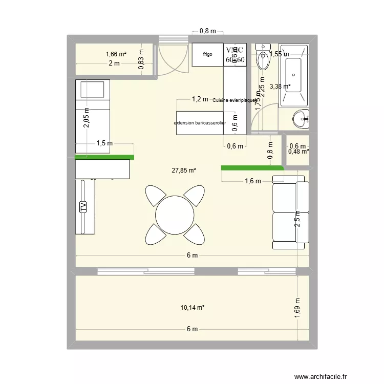 Plan Arcachon 2. Plan de 5  et 44 m²
