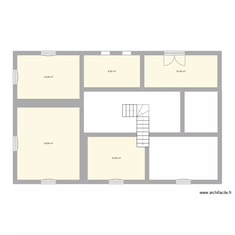 Etage. Plan de 5  et 61 m²