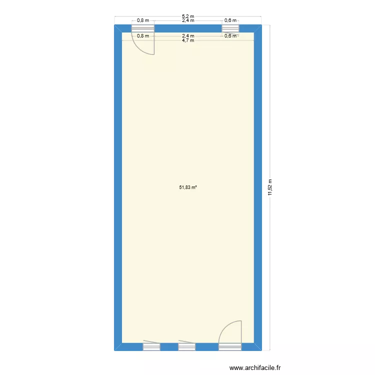 plan de masse. Plan de 1  et 52 m²