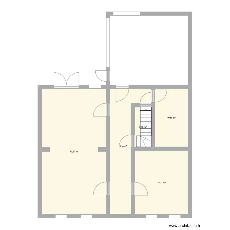 DEBUT. Plan de 5  et 91 m²