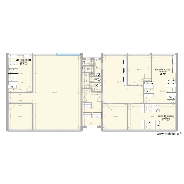 R+1 Guillemin affectation. Plan de 15 pièces et 218 m2