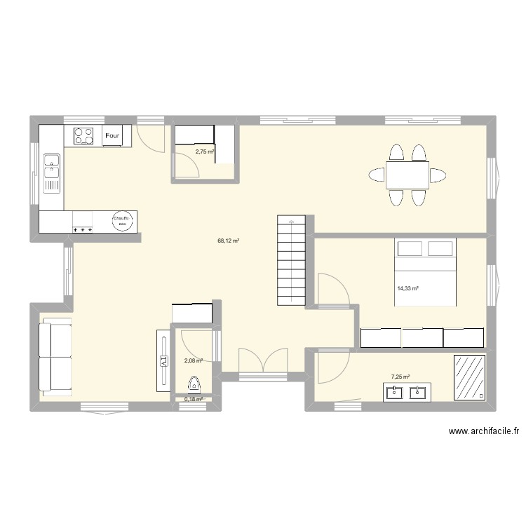 Célia-3. Plan de 6 pièces et 95 m2