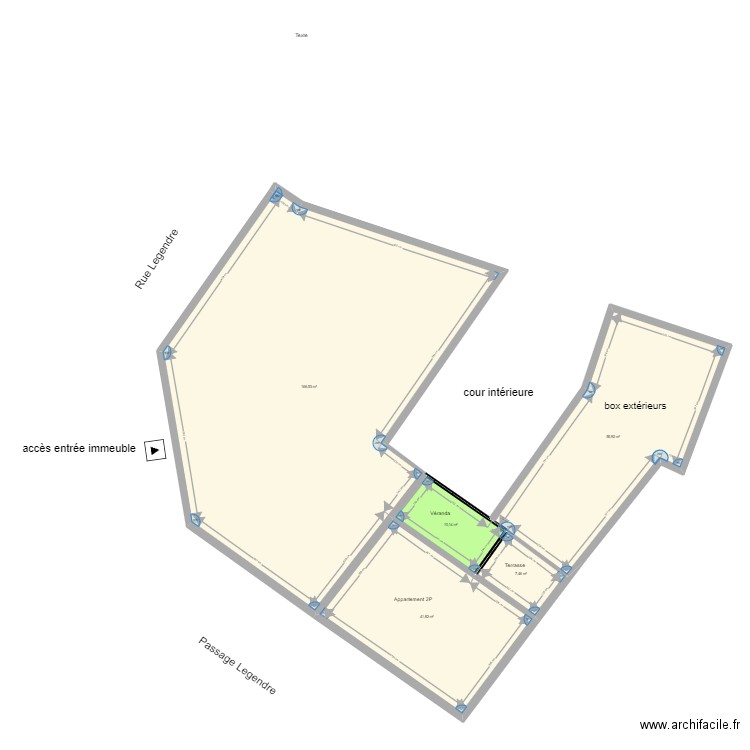 Plan de masse veranda. Plan de 5 pièces et 282 m2