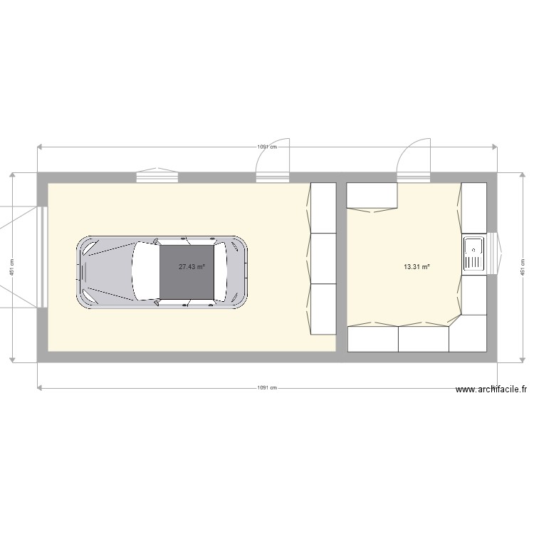 garage rez de chaussée. Plan de 0 pièce et 0 m2