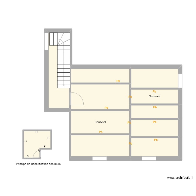 Croquis JACOB Sous sol. Plan de 11 pièces et 43 m2