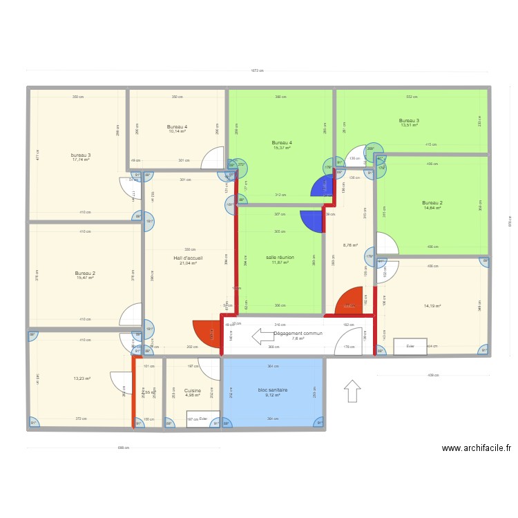 plan montage. Plan de 15 pièces et 180 m2