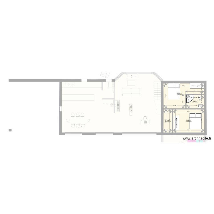 Maouris nord sud 5 façades sud inversement 2. Plan de 9 pièces et 135 m2