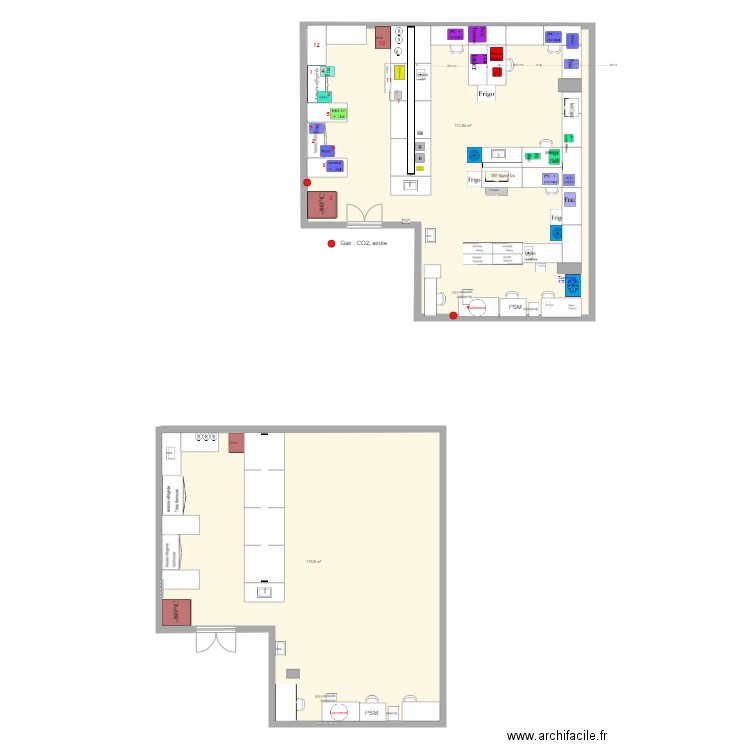 P2R biotechnologie V5 partie culture et bioch. Plan de 2 pièces et 222 m2