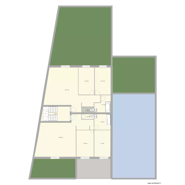 cel REZ DE CHAUSSEE Plancher  gazon br3. Plan de 