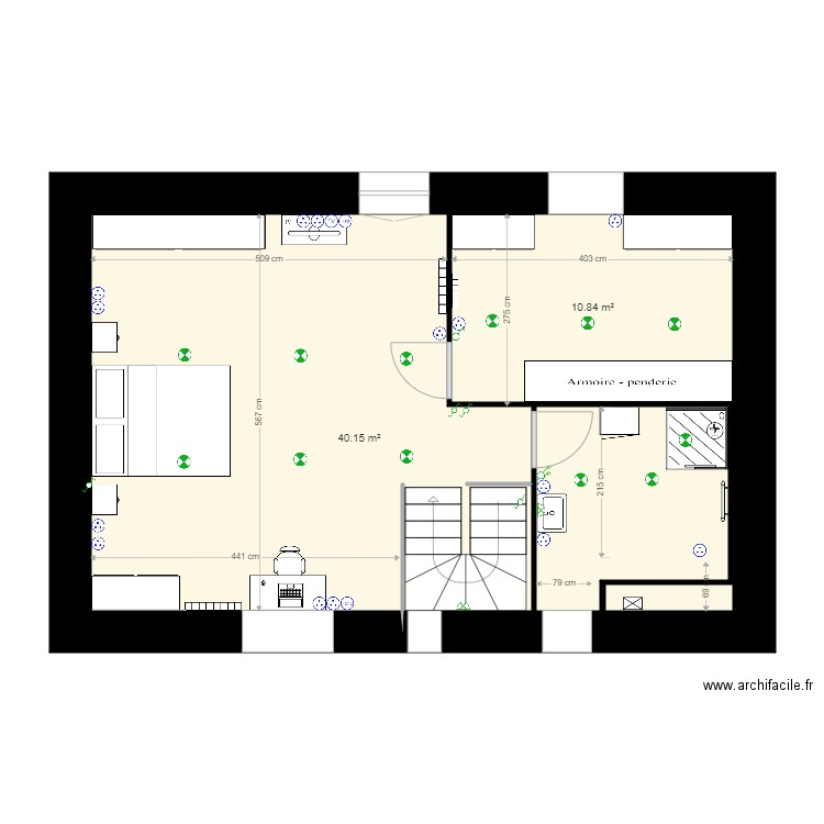 projet. Plan de 2 pièces et 51 m2