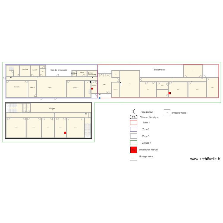 Plan RDC et maternelle  école Montsûrs. Plan de 0 pièce et 0 m2
