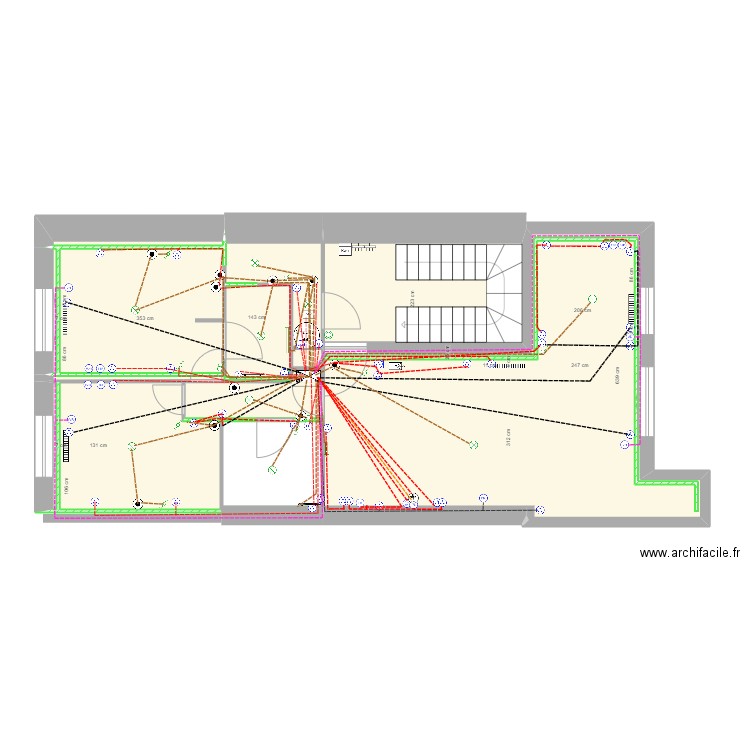 COURBET 1er ETAGE ELECTRICITE. Plan de 9 pièces et 72 m2