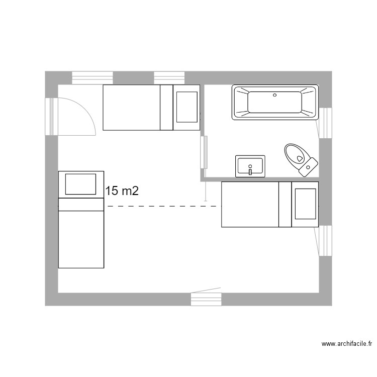Montoison Plan Extension 1er étage Hyp 1. Plan de 2 pièces et 20 m2