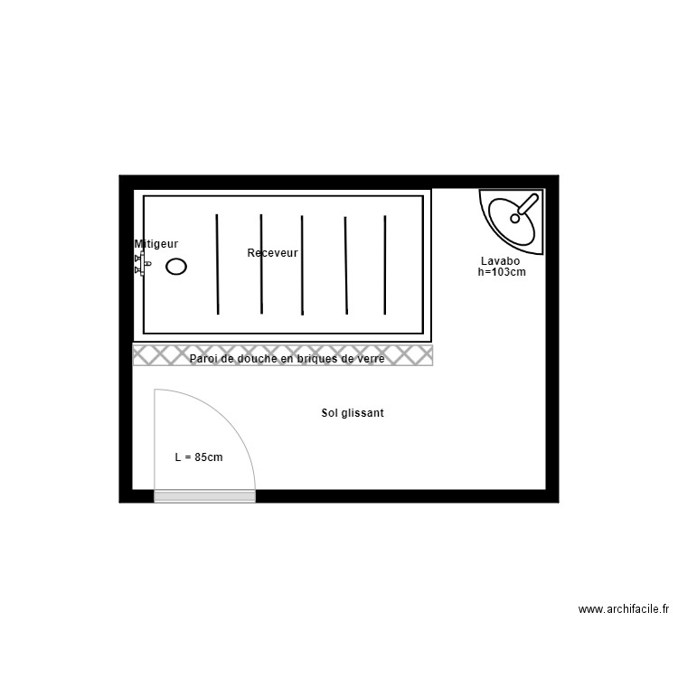 Plan SDB avant travaux - HEURTAUX - Cap'Travaux . Plan de 0 pièce et 0 m2