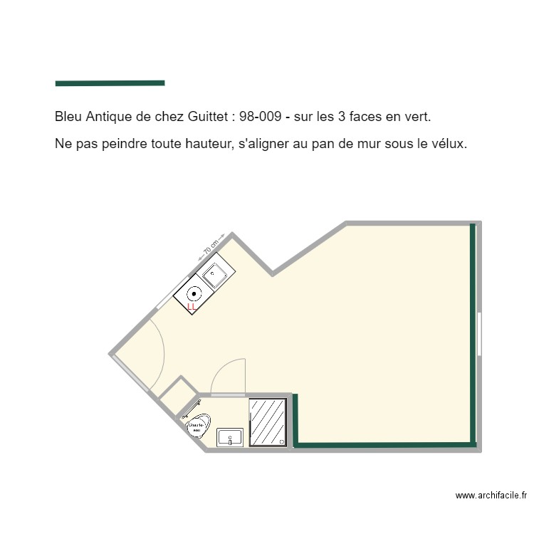 VAUTHIER PEINTURE. Plan de 2 pièces et 22 m2