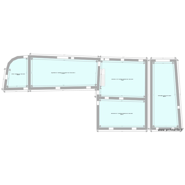 niveau 1 Habitation et terrasse SUPERFICIE pour dalle béton en bleu. Plan de 0 pièce et 0 m2