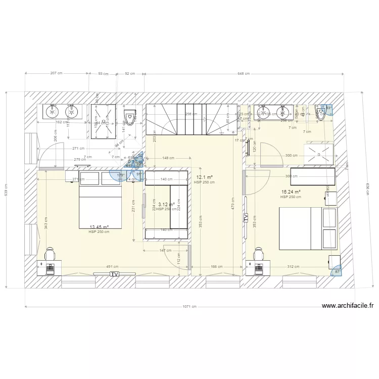 chambre R 1 BARRUS . Plan de 
