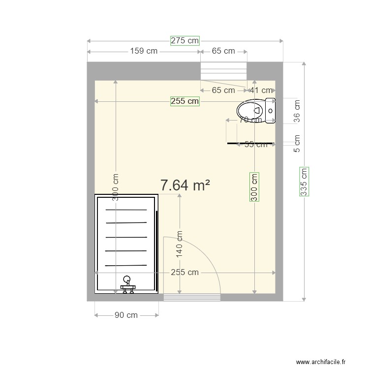 CABARET. Plan de 1 pièce et 8 m2