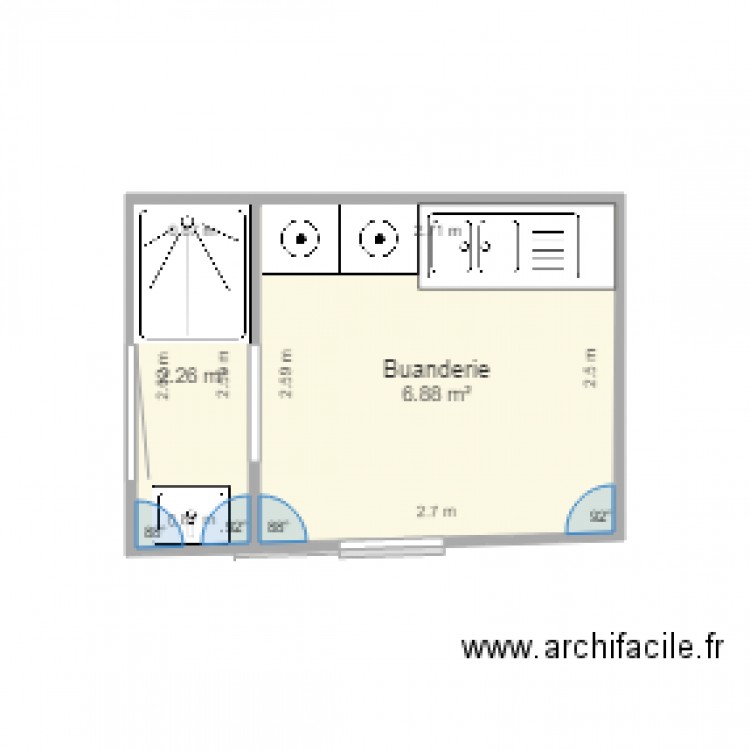 buanderie. Plan de 0 pièce et 0 m2