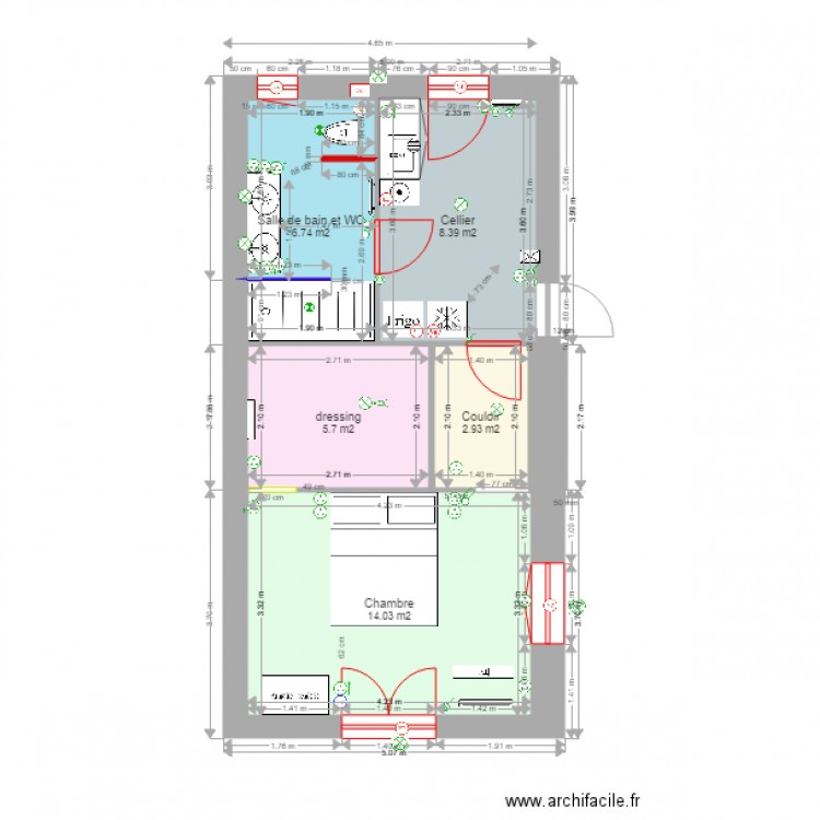 extension 4 pièces 38m hab  VERSION 2. Plan de 0 pièce et 0 m2