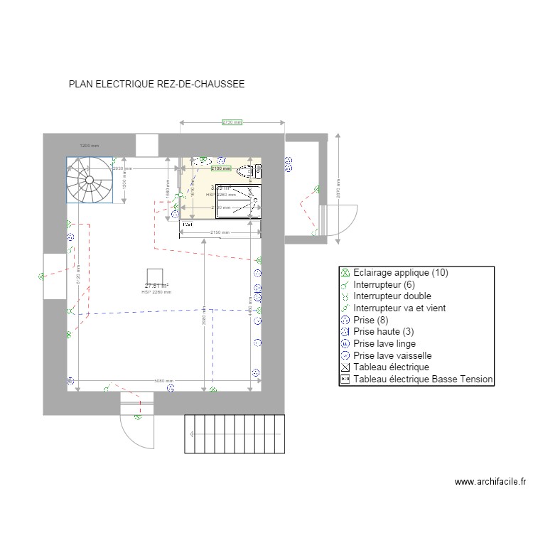 plan électrique rez de chaussée. Plan de 0 pièce et 0 m2