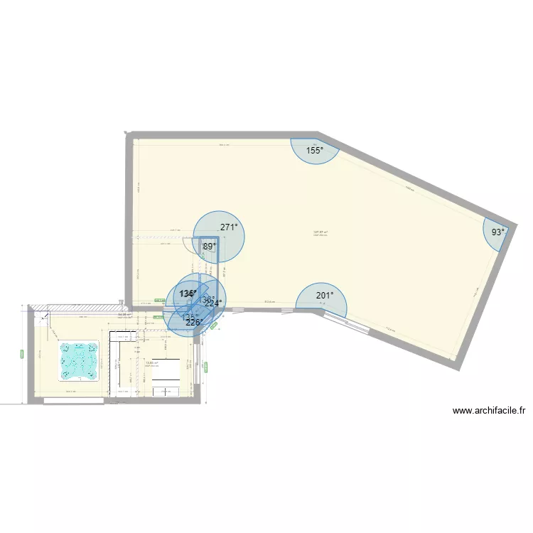 plan avec cloison 35m2. Plan de 