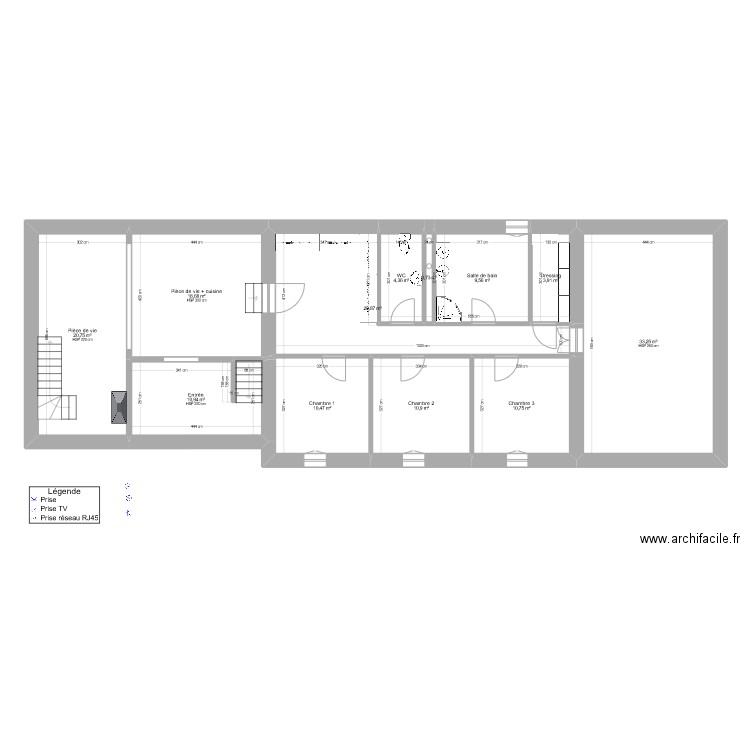 Montortu_1er. Plan de 4 pièces et 165 m2