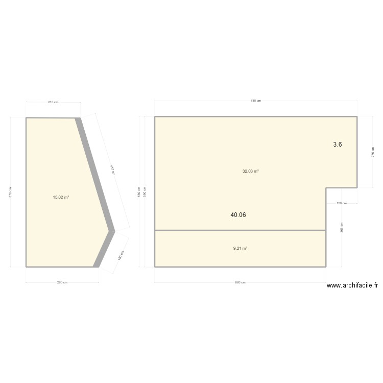 3861. Plan de 3 pièces et 56 m2