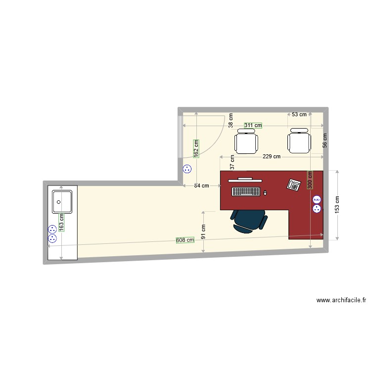 plan sicard 2bis90a. Plan de 1 pièce et 14 m2