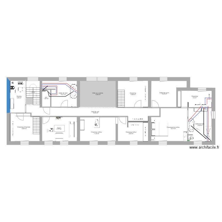 Moustier 1er étage sanitaire. Plan de 0 pièce et 0 m2