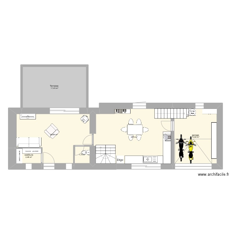 Saint August RdC. Plan de 6 pièces et 83 m2