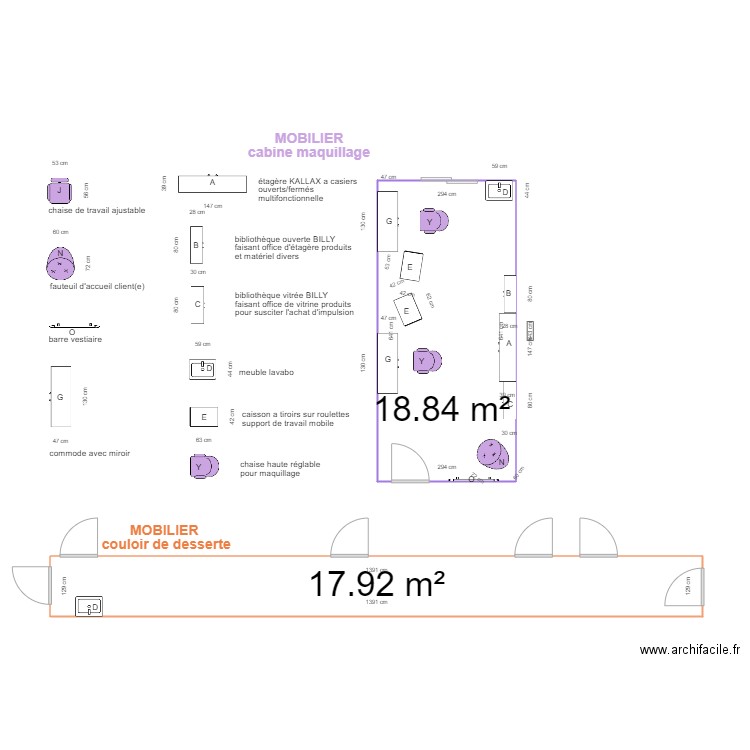 CABINE 4 et  COULOIR DESSERTE. Plan de 0 pièce et 0 m2