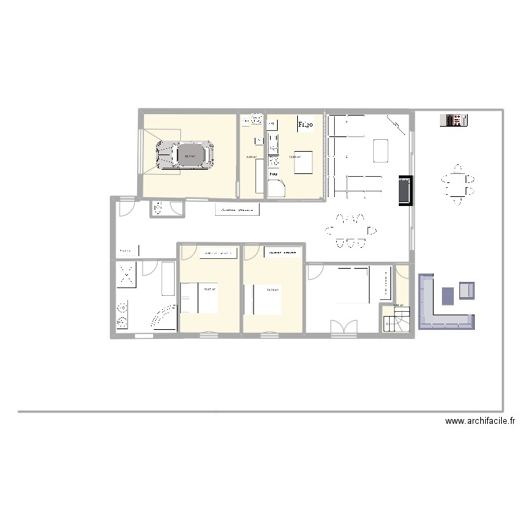 nejla3. Plan de 6 pièces et 77 m2