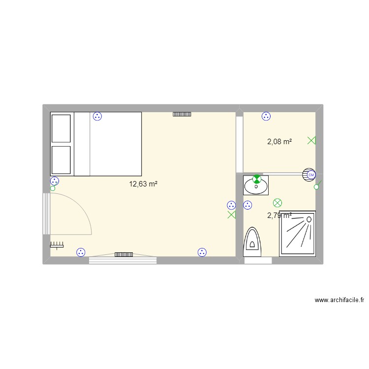 grange. Plan de 3 pièces et 18 m2