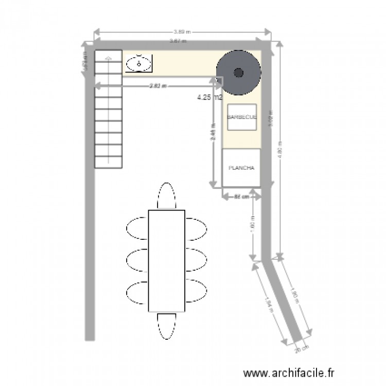 CUISINE  ETE. Plan de 1 pièce et 4 m2