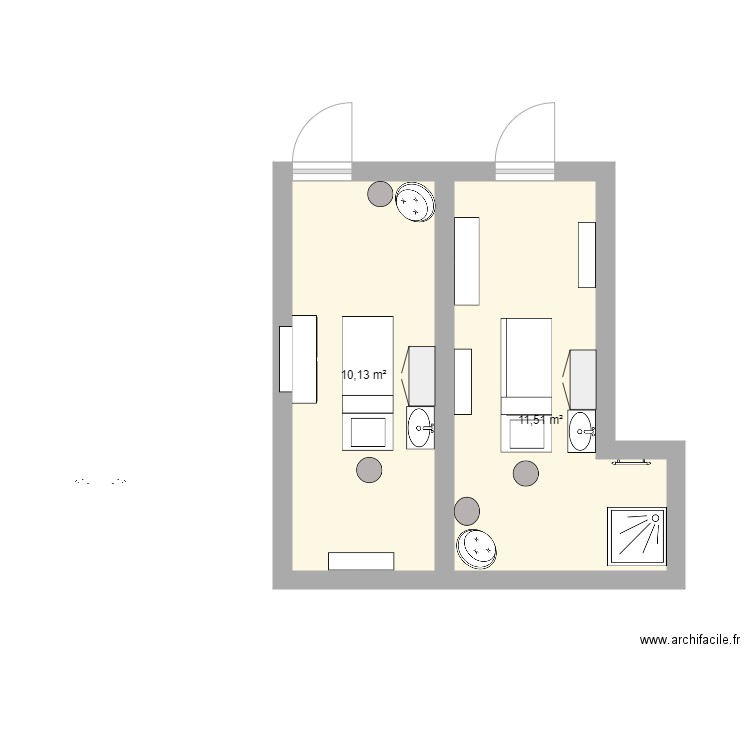 plan institut pall. Plan de 2 pièces et 22 m2