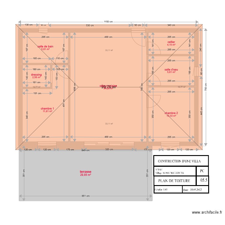 fred plan de toiture CORRIGE1. Plan de 8 pièces et 104 m2