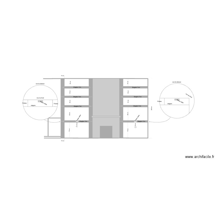 Etagere. Plan de 11 pièces et 8 m2