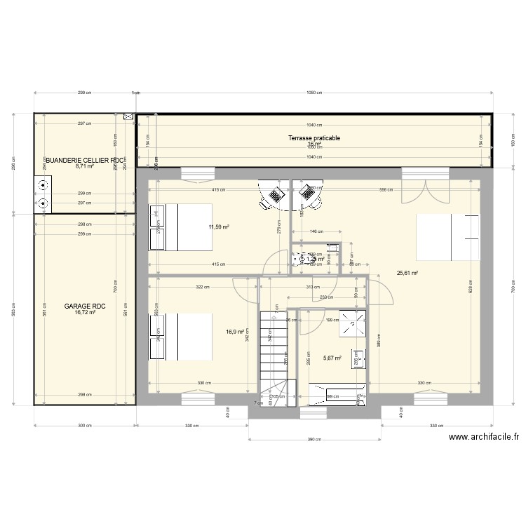 Ludmann étage. Plan de 8 pièces et 102 m2