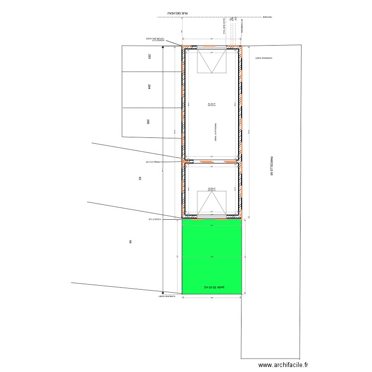 PLAN DE MASS1. Plan de 2 pièces et 61 m2