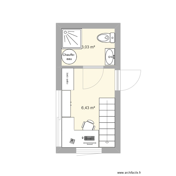 tinyhouse tonton. Plan de 2 pièces et 9 m2