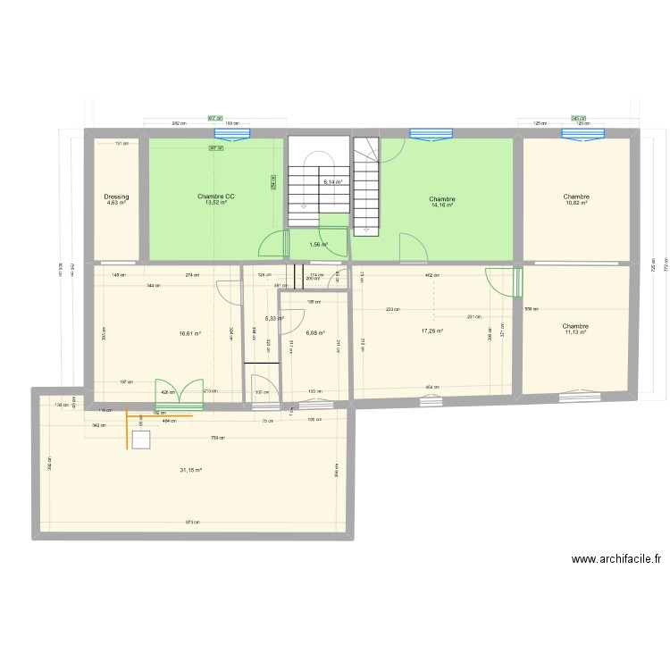 1er étage . Fev.2023. v6. Plan de 12 pièces et 138 m2