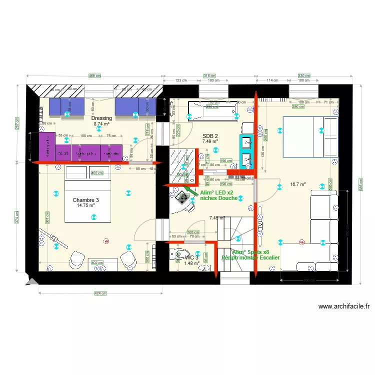 Etage 2 Electricien. Plan de 